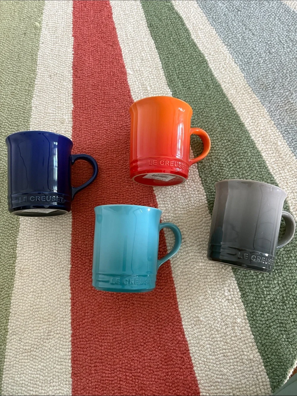Le Creuset 400ml Coffee Mugs - Set of 4 Indigo, Flame, Flint, Caribbean